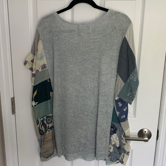 Vintage Donna Jessica art to wear silk blend patchwork tunic top size XL - Picture 2 of 13